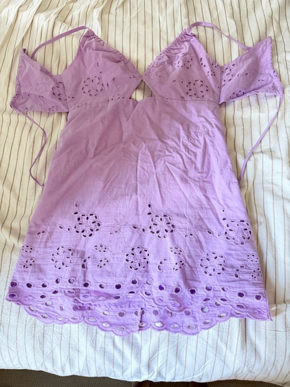 Lilac Eyelet Cutout Summer Mini Dress Never Used